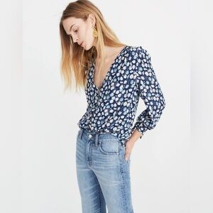 Madewell Tie-Sleeve Button-Down Top in French Floral